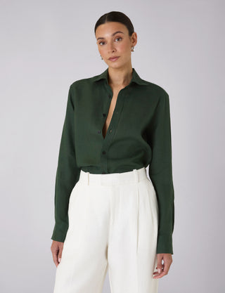 The Boyfriend: Linen, Hunter Green