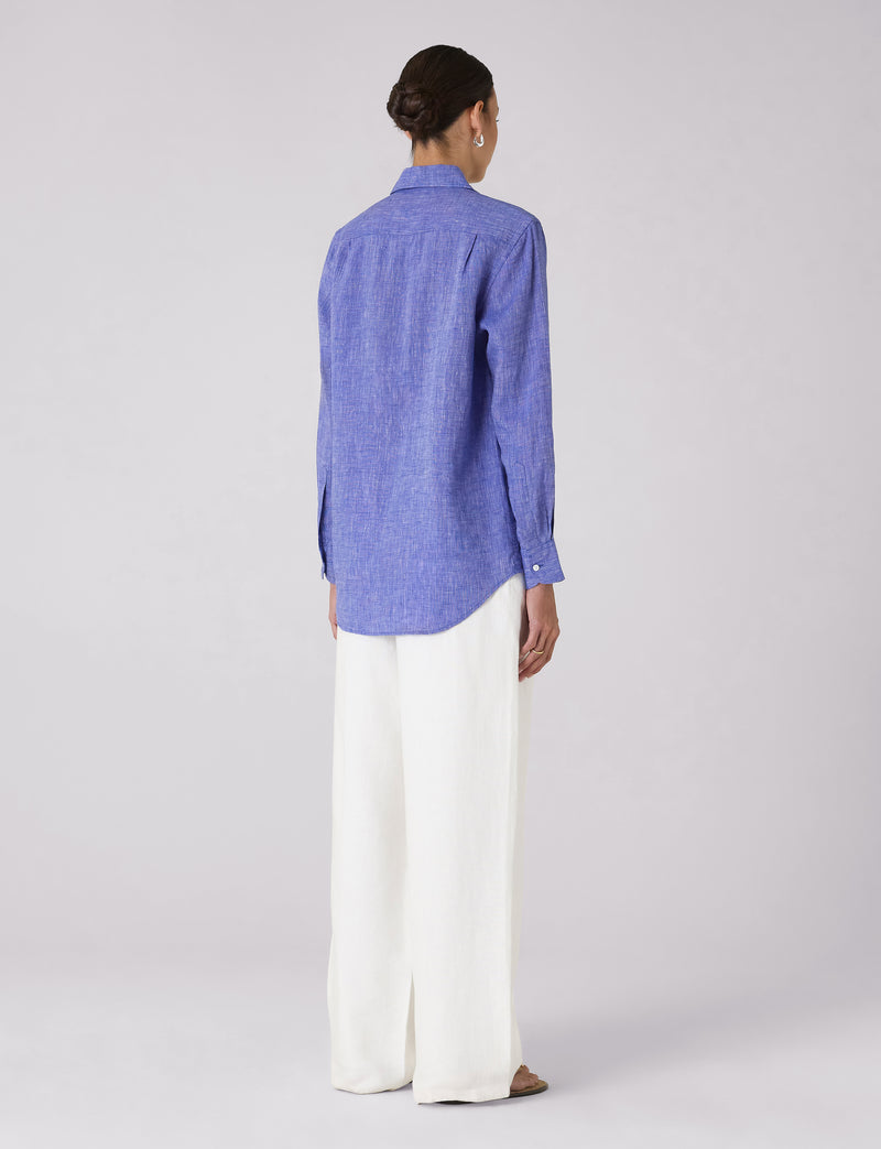 WNU Women's Lapis Blue Linen Boyfriend Shirt | With Nothing Underneath WNU Women's Lapis Blue Linen Boyfriend Shirt | With Nothing Underneath