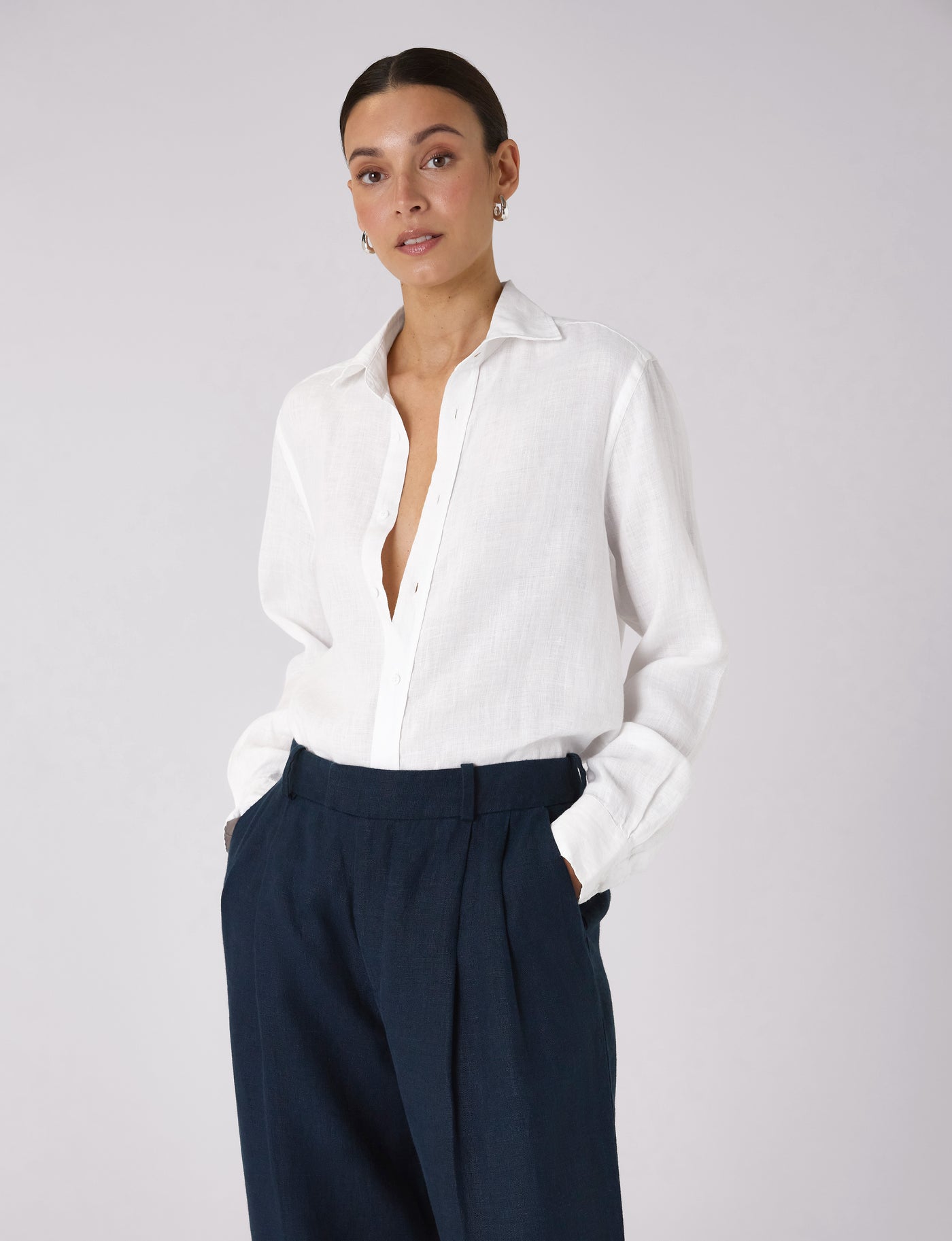 WNU Women's White Linen Boyfriend Shirt | With Nothing Underneath WNU Women's White Linen Boyfriend Shirt | With Nothing Underneath