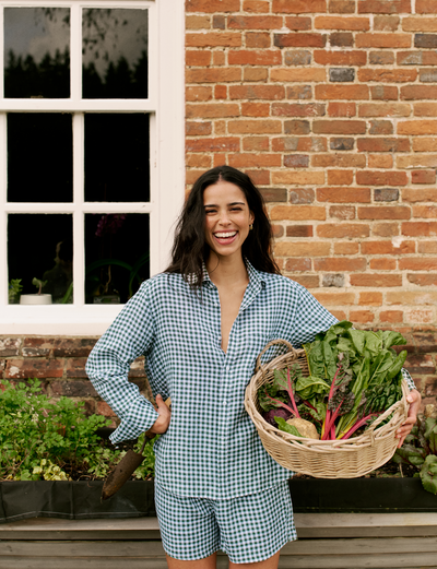 The Classic: Linen, Green Gingham