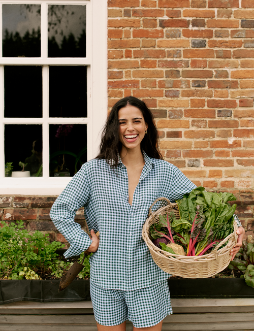 The Classic: Linen, Green Gingham