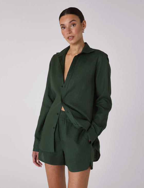 The Boxer: Linen, Hunter Green
