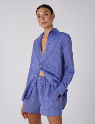 The Boxer: Linen, Lapis Blue