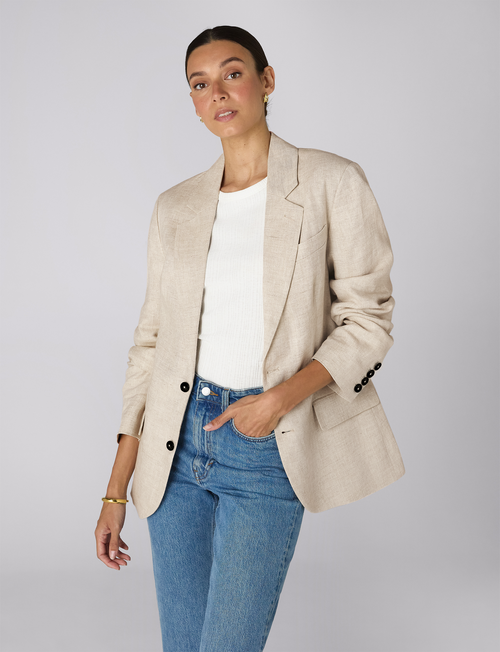 Hutton Blazer: Linen, Oatmeal