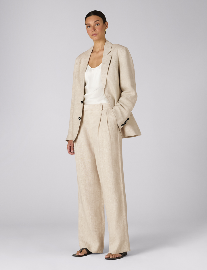 Hutton Blazer: Linen, Oatmeal