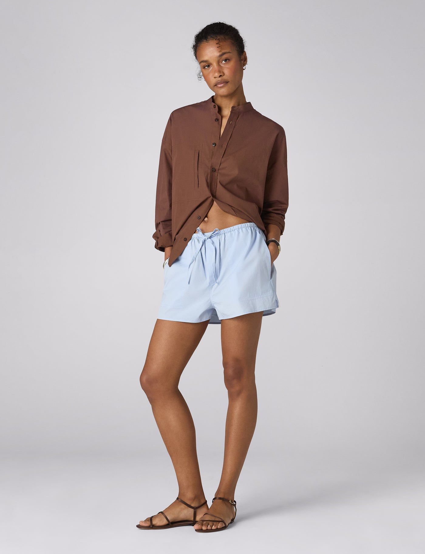 Ceiriad Shorts: Fine Poplin, Icy Blue x Lucy Williams