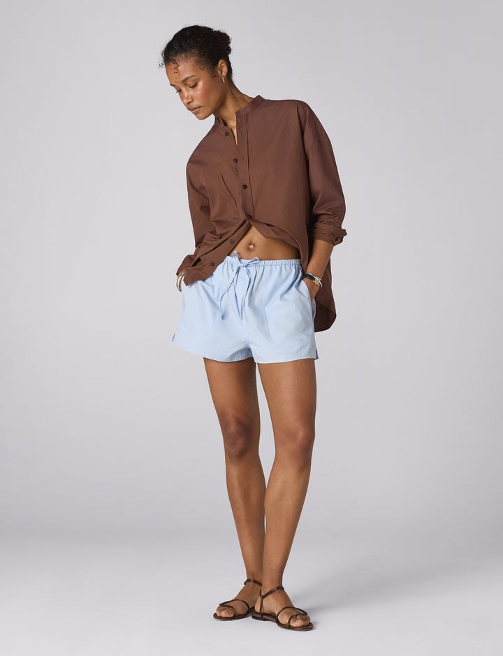 Ceiriad Shorts: Fine Poplin, Icy Blue x Lucy Williams