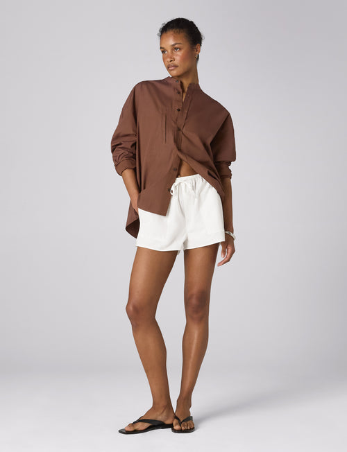 Ceiriad Shorts: Fine Poplin, White x Lucy Williams