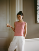 Jackie Top: Linen, Post Box Red Gingham