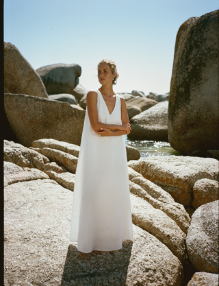Blenheim Dress: Linen, White