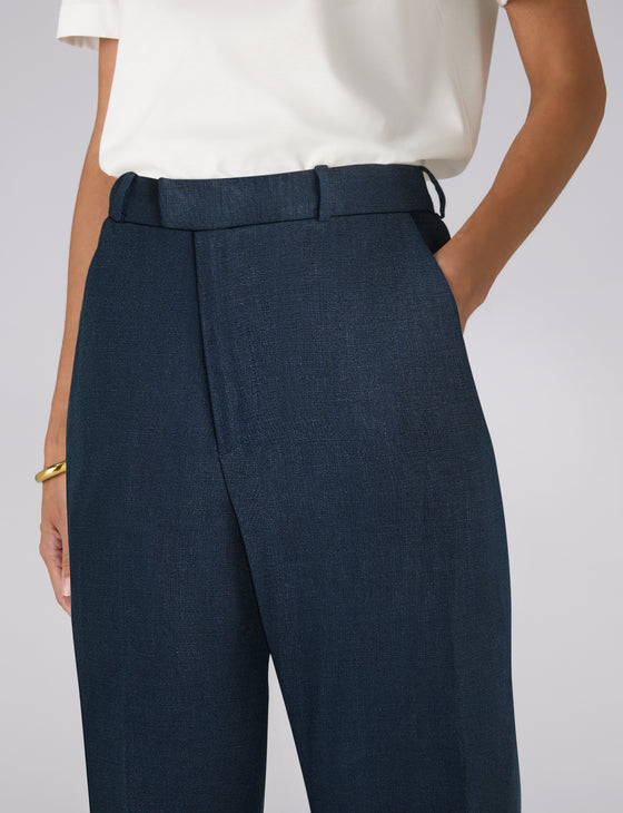Regent Cigarette Trouser: Linen, Navy Blue