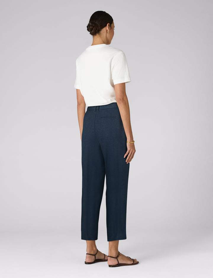 petite navy cigarette trousers Regent Cigarette Trouser: Linen, Navy Blue