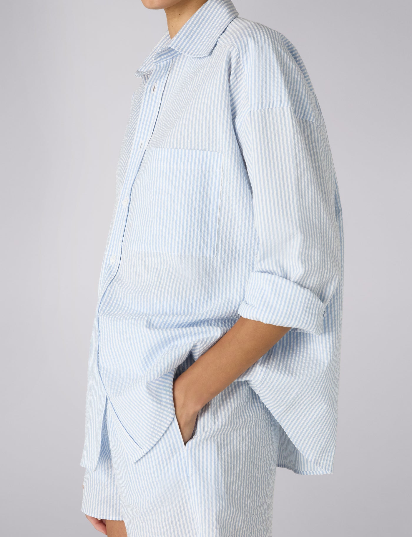 The Weekend: Seersucker, Rain Blue Stripe