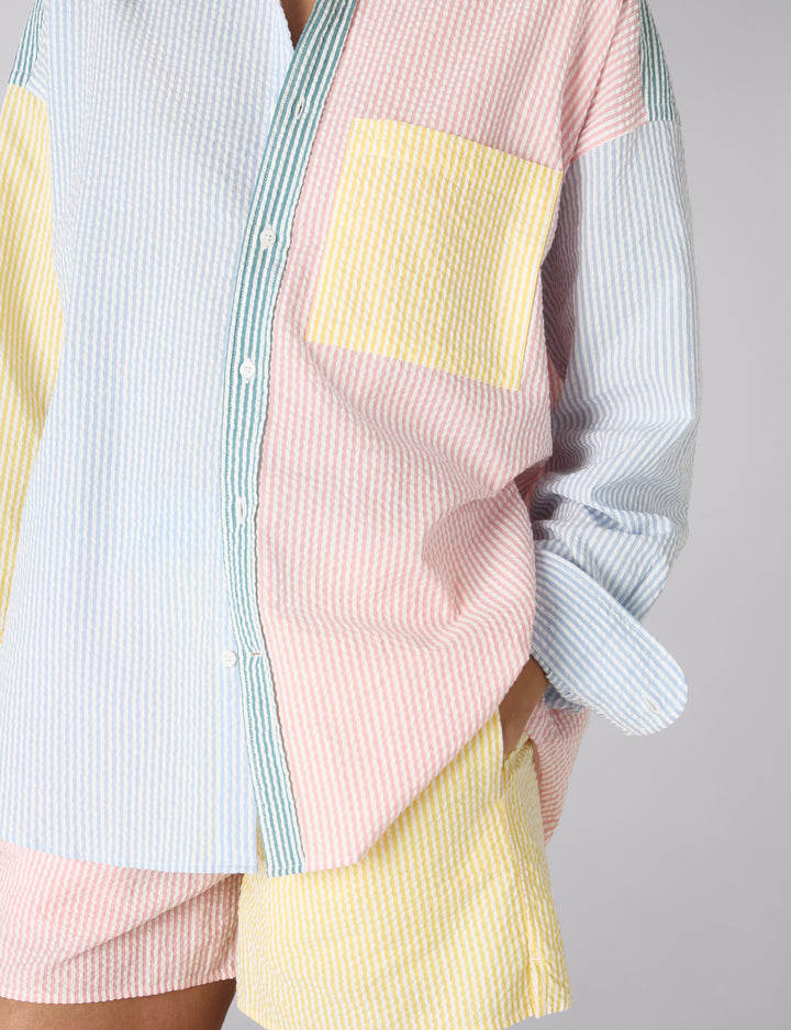 The Set: Seersucker, Multi Patchwork Shirt & Boxer Shorts