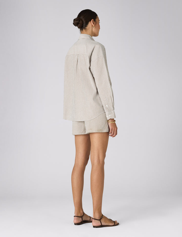 The Set: Seersucker, Mocha Stripe Shirt & Boxer Shorts
