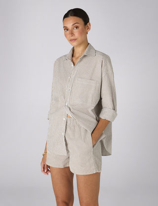 The Boxer: Seersucker, Mocha Stripe