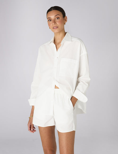 The Boxer: Seersucker, White
