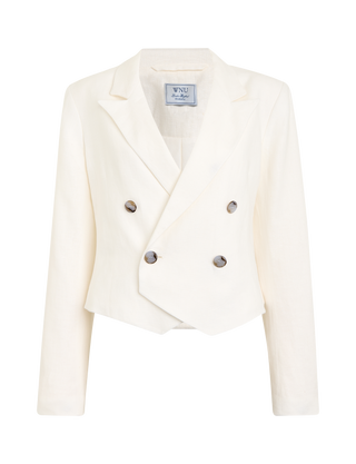 Belgravia Cropped Blazer: Linen, Ivory
