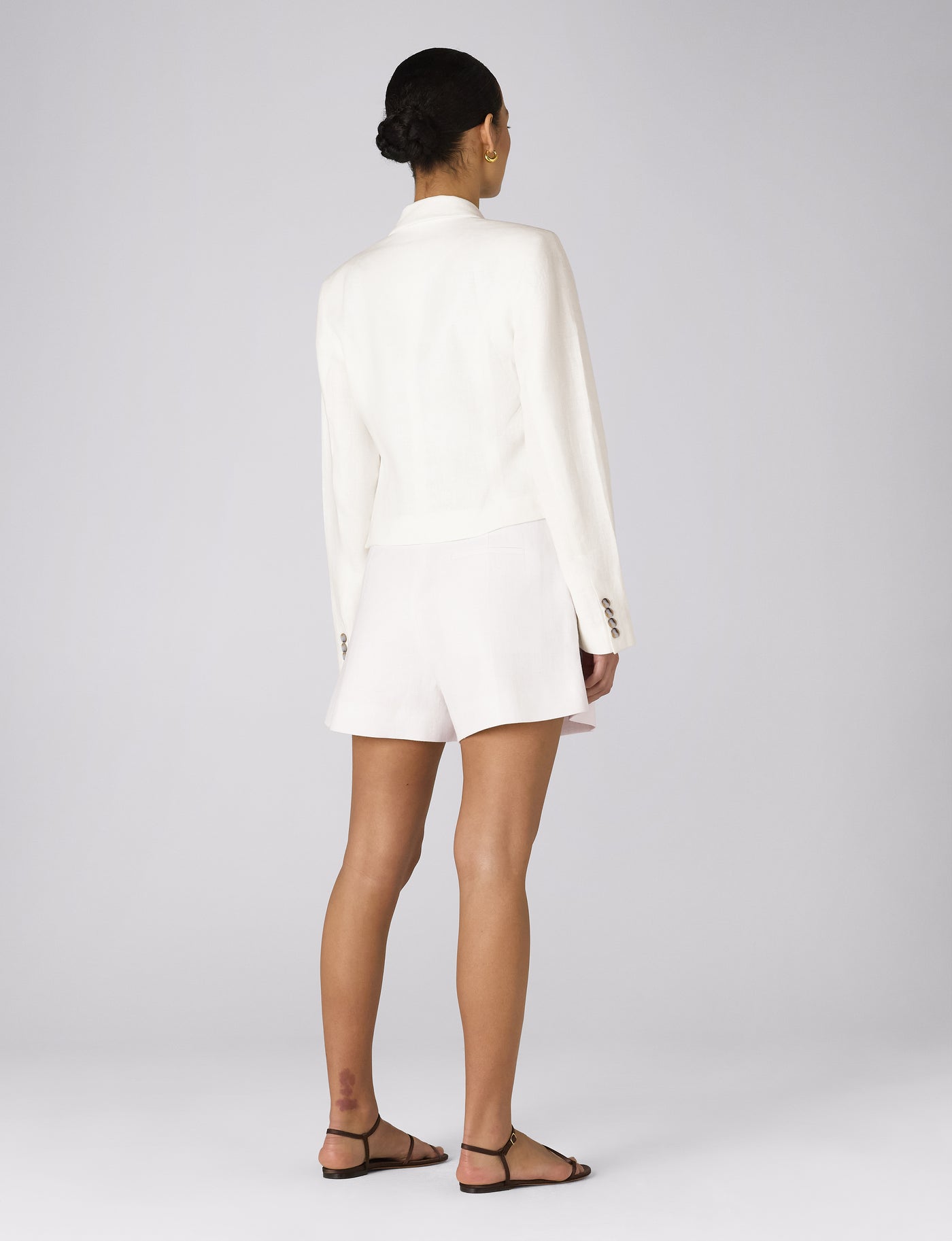 Belgravia Cropped Blazer: Linen, Ivory