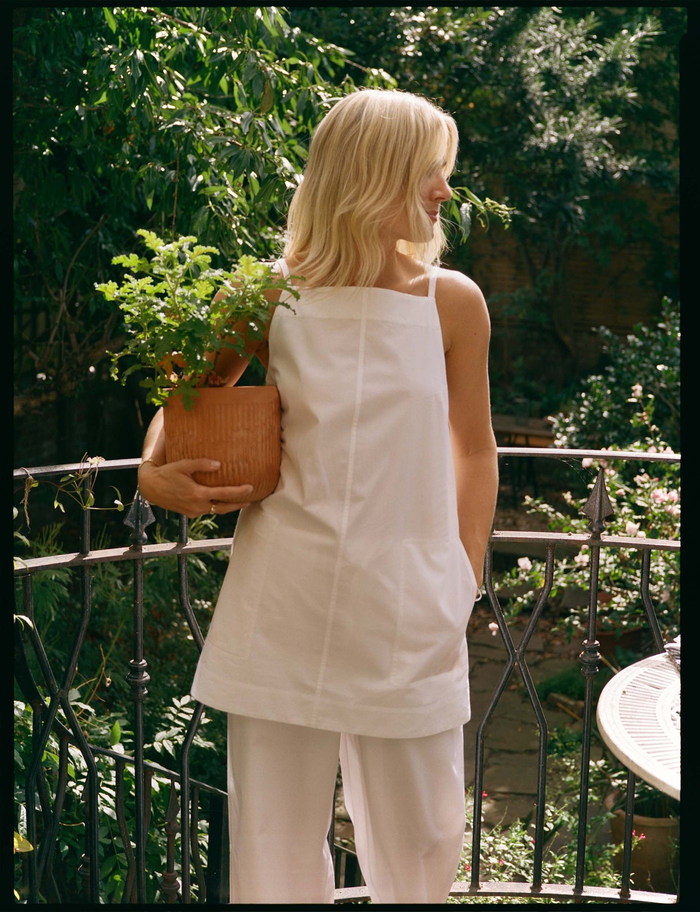 Andros Dress: Fine Poplin, White x Lucy Williams