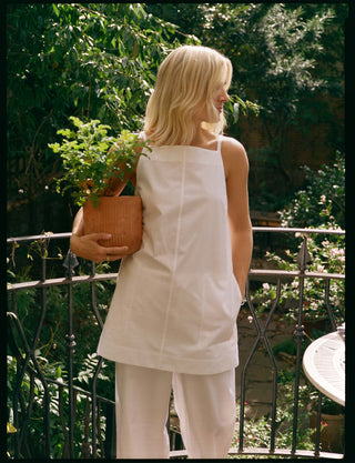 Andros Dress: Fine Poplin, White x Lucy Williams