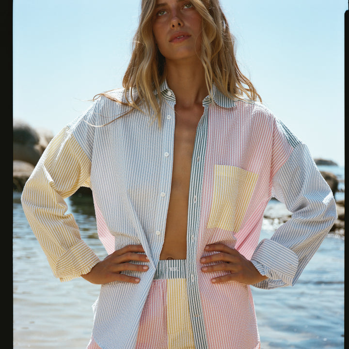 The Set: Seersucker, Multi Patchwork Shirt & Boxer Shorts