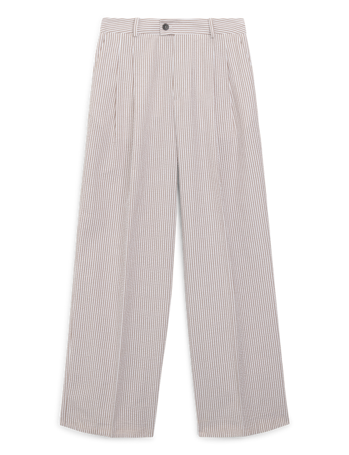 Rampling Trouser: Seersucker, Mocha Stripe
