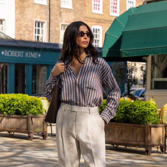 The Weekend: TENCEL™ Lyocell, Mocha Multi Stripe