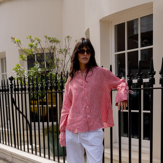 Rye Blouse: Linen, Post Box Red Gingham