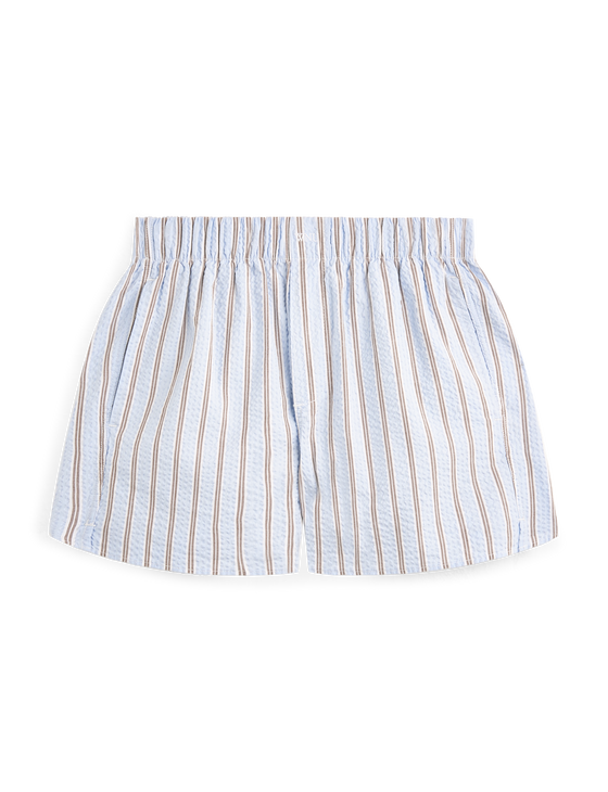 The Boxer: Seersucker, Icy Blue and Mocha Multi Stripe