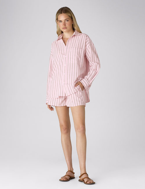 The Weekend: Seersucker, Pale Pink and Mocha Multi Stripe
