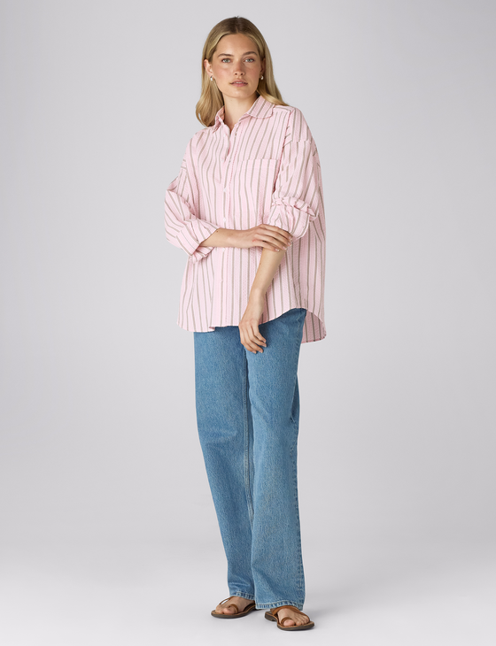 The Weekend: Seersucker, Pale Pink and Mocha Multi Stripe