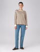 Bessette Top: Cotton Jersey, Brown and Ecru Stripe