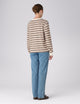 Bessette Top: Cotton Jersey, Brown and Ecru Stripe