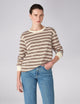 Bessette Top: Cotton Jersey, Brown and Ecru Stripe