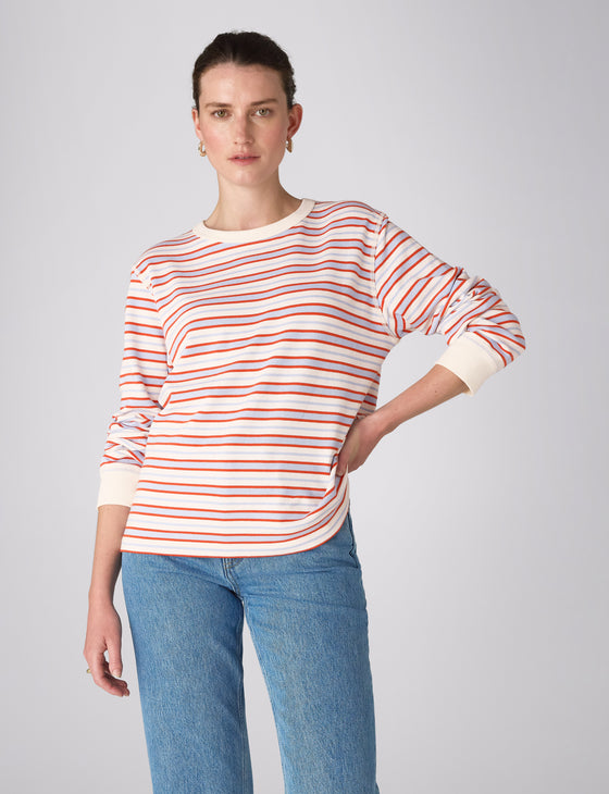 Bessette Top: Jersey, Sienna and Sky Blue Stripe