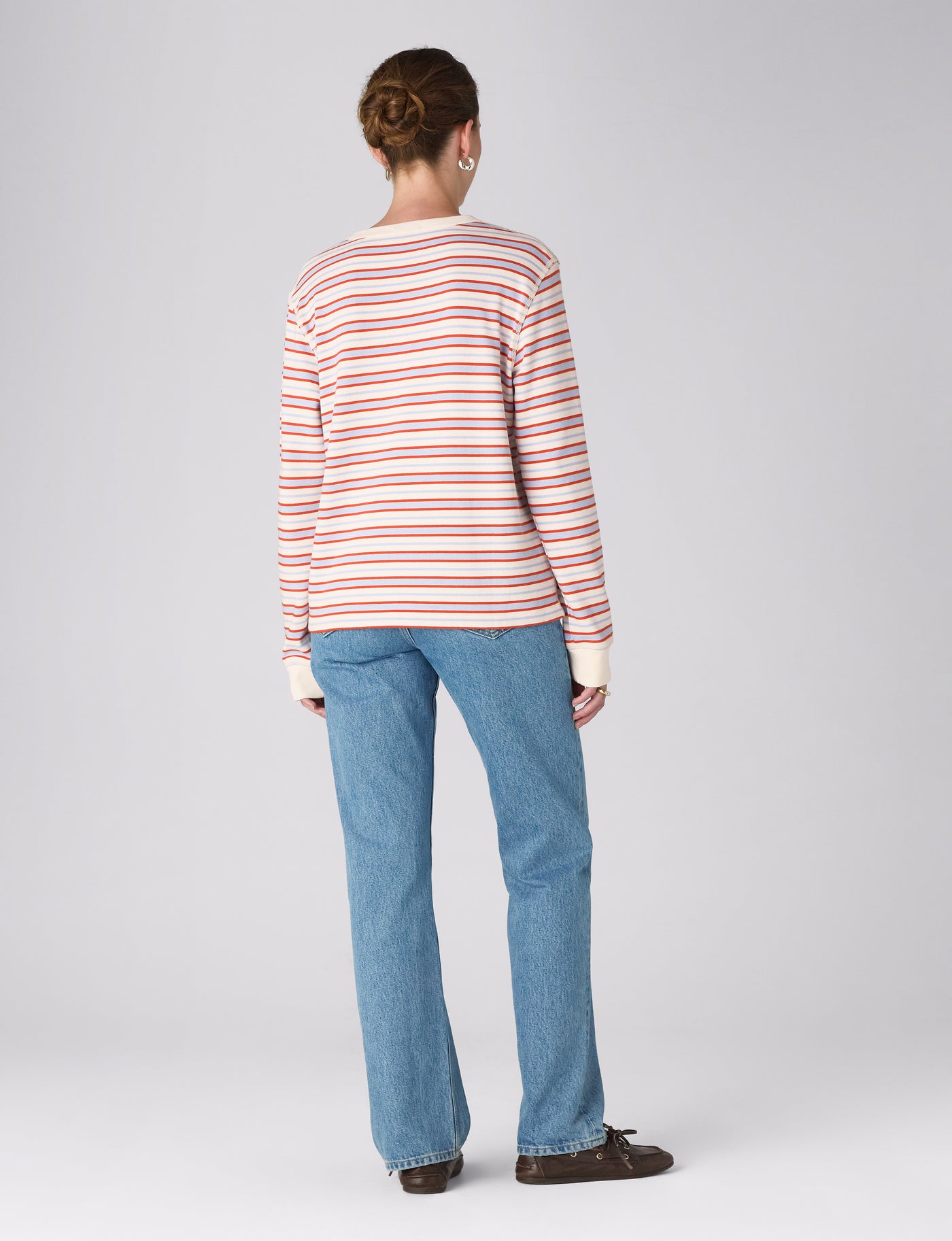 Bessette Top: Jersey, Sienna and Sky Blue Stripe