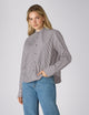 Rue Curved Bib Blouse: Fine Poplin, Navy and Ivory Stripe