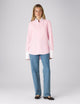 The Boyfriend Exaggerated Contrast Cuff Shirt: Fine Poplin, Rose Pink
