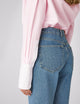 The Boyfriend Exaggerated Contrast Cuff Shirt: Fine Poplin, Rose Pink