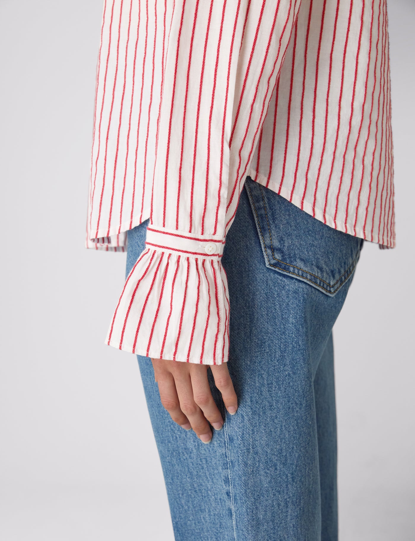 Kew Blouse: Cotton, Red Stripe