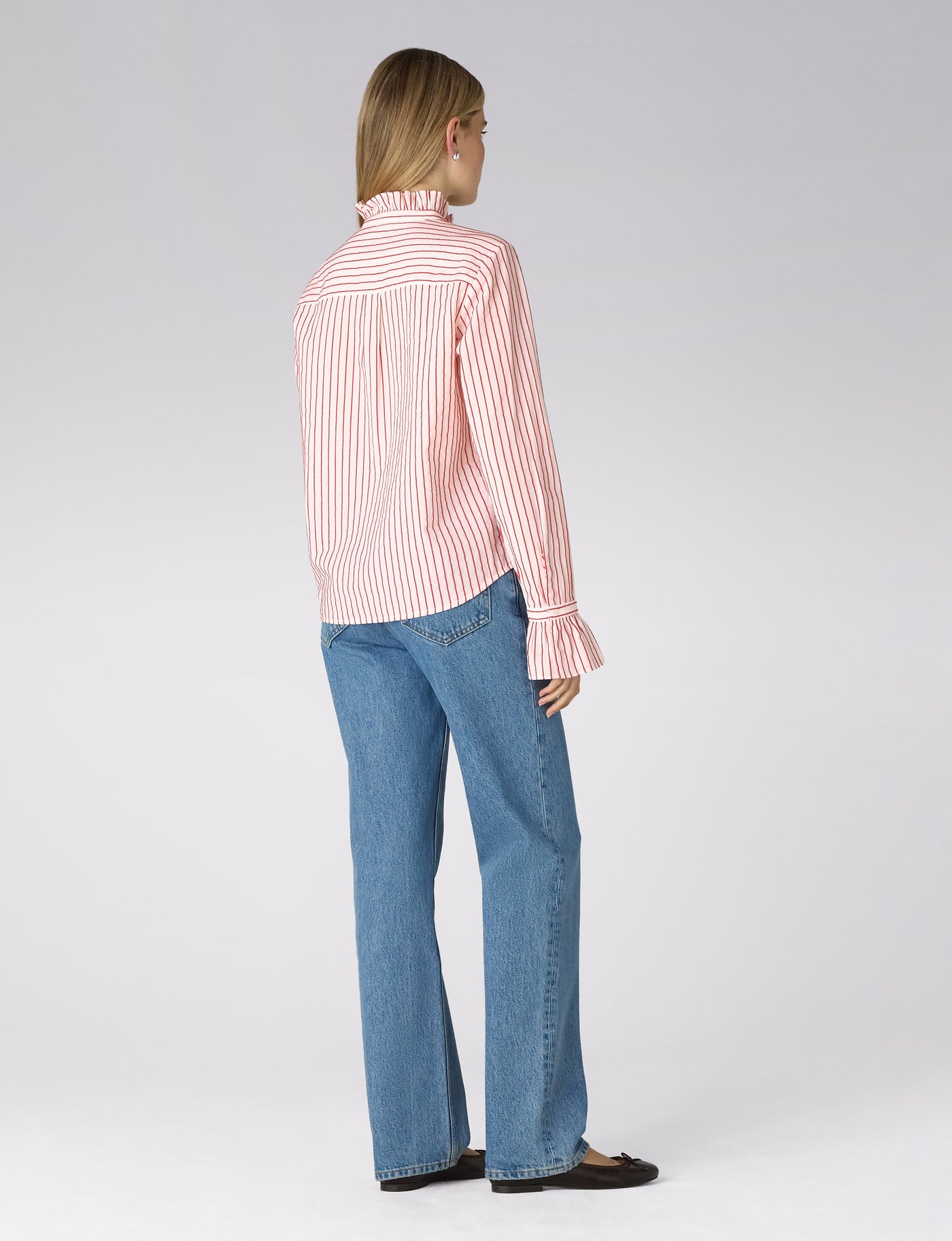 Kew Blouse: Cotton, Red Stripe
