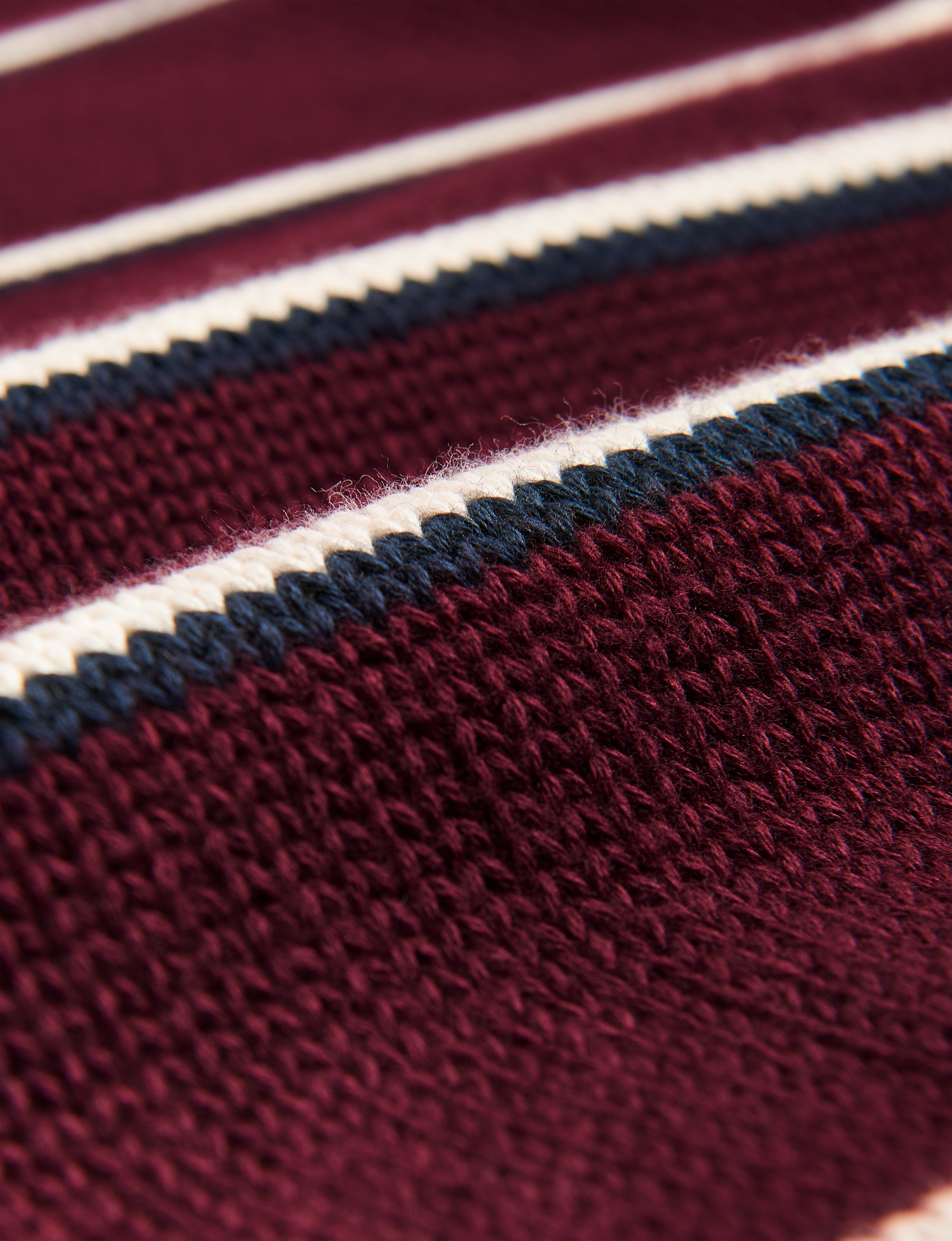 Devon Jumper: Cotton, Merlot Navy and Ivory Stripe