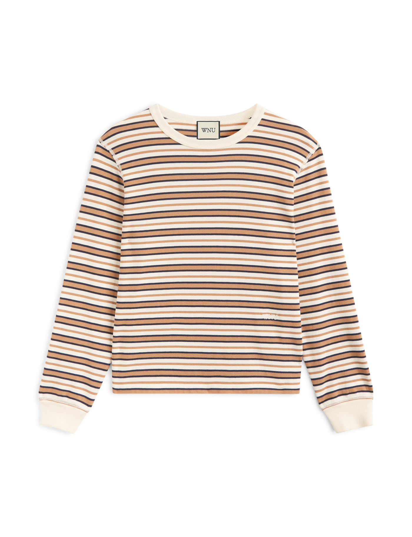 Bessette Top: Cotton Jersey, Brown and Ecru Stripe