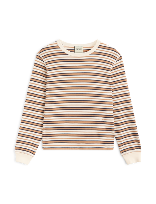 Bessette Top: Cotton Jersey, Brown and Ecru Stripe