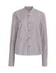 Rue Curved Bib Blouse: Fine Poplin, Navy and Ivory Stripe