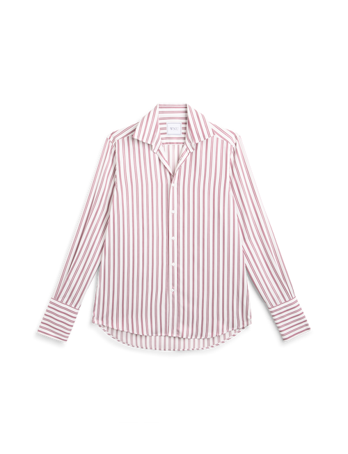 The Boyfriend Exaggerated Cuff: TENCEL™ Lyocell, Burgundy Double Stripe