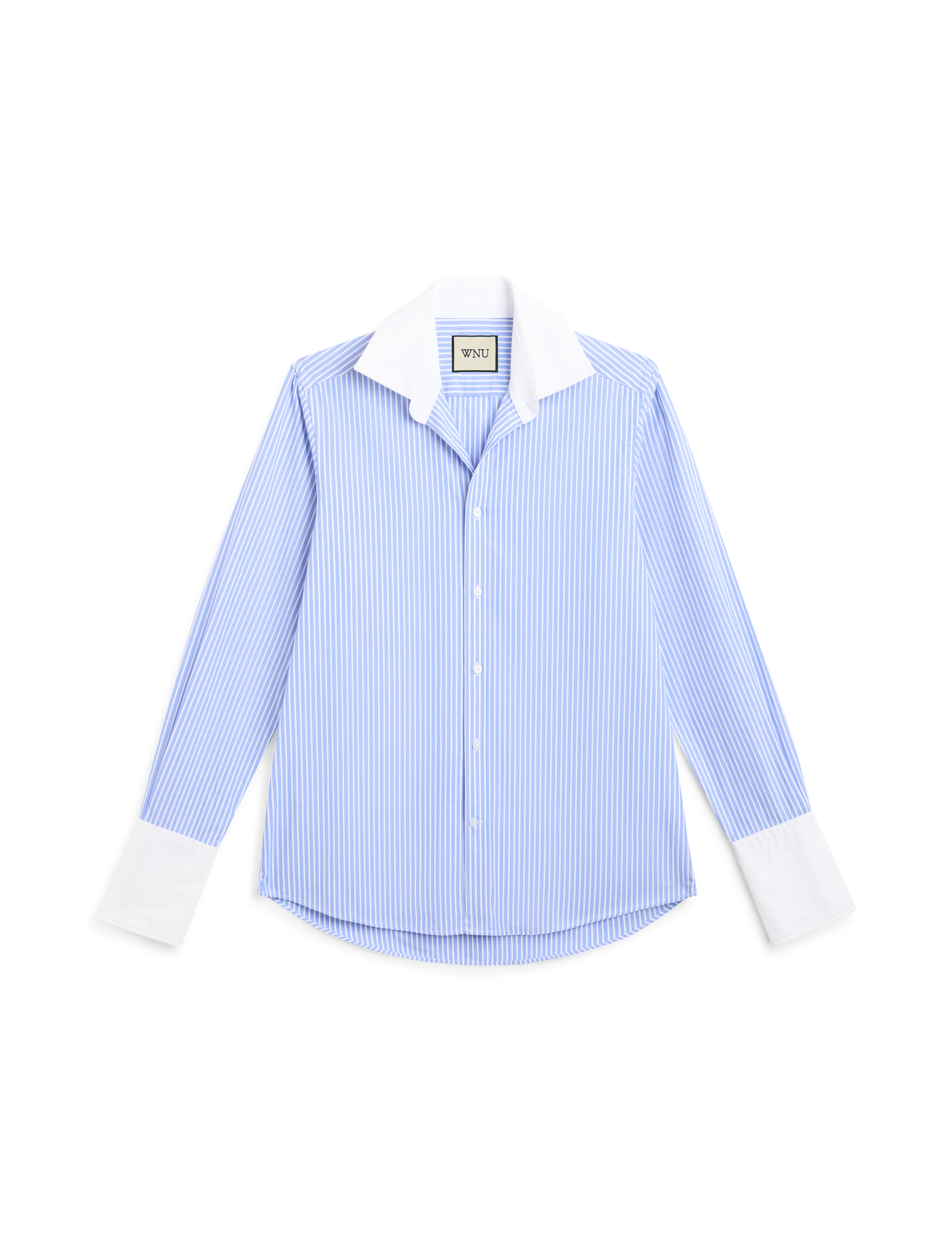 The Boyfriend Contrast Exaggerated Cuff and Collar: Fine Poplin, Inverted Pinstripe