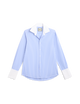 The Boyfriend Contrast Exaggerated Cuff and Collar: Fine Poplin, Inverted Pinstripe