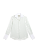 The Boyfriend Contrast Exaggerated Cuff and Collar: TENCEL™ Lyocell, Green Wide Stripe